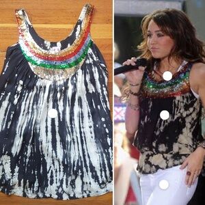 Sass & Bide Tie Dye Rainbow Sequin Top